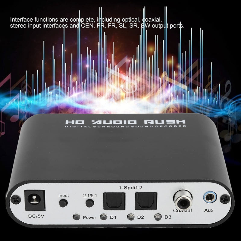 [AUSTRALIA] - Digital Sound Decoder Converter, 5.1CH DTS AC3 Audio Processor, Coax to Analog Audio Adapter, Dual Channel SPDIF Optical Input for Home Theater Cinema 1 