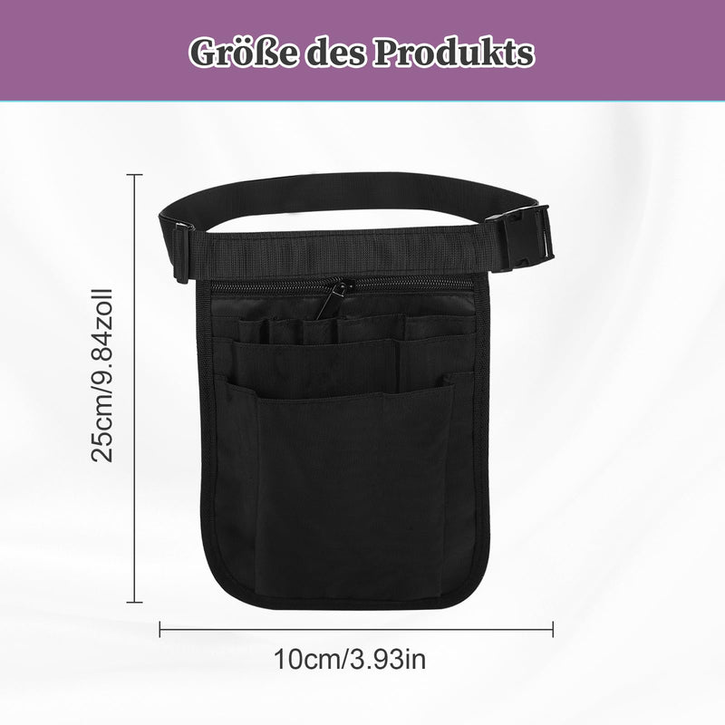 Nurse Bag, Work Bag, Women's Belt Bag, Work, Nurse Belt Bag, Adjustable Waist Belt with Multiple Compartments, for Scissors Care Set (1 Black, M) 1 Black