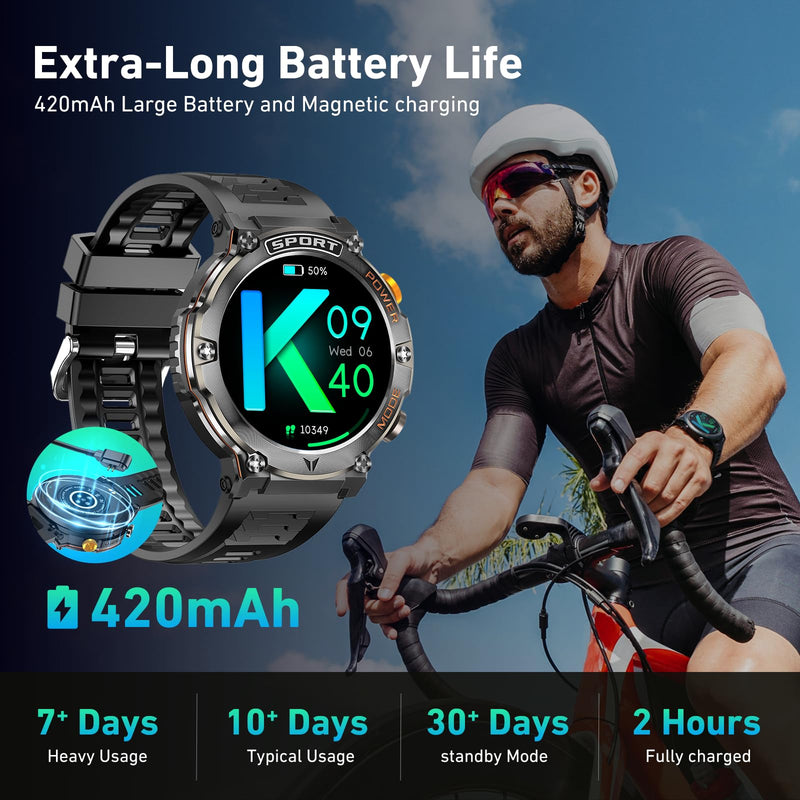 Smart Watches for Men Women, Waterproof Fitness Tracker, 1.43'' AMOLED Touchscreen Smartwatch for Android & iPhone, 150+ Sports Modes, Heart Rate/SpO2/Stress/Sleep Monitor, 2 Bands, Silver