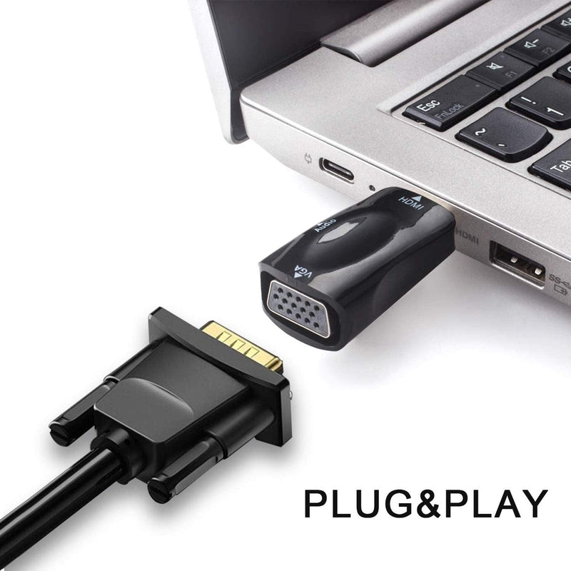 HDMI to VGA Adapter Converter with 3.5mm Audio Jack Cable,4K HDMI to VGA Converter Male to Female Gold-Plated Connector for Laptop,PC, Desktop,Monitor, Projector,HDTV,DVD HDTOVGA3.5