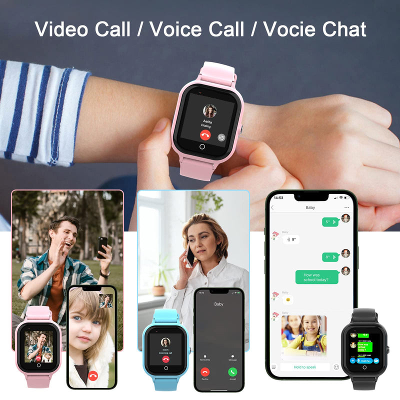 wonlex Kids Smart Watch with GPS Tracker and Calling, 4G Smartwatches Girls Boys with SIM Card SOS Camera Voice Video Call School Mode for Kids Children Aged 4-12 Birthday Gifts Pink