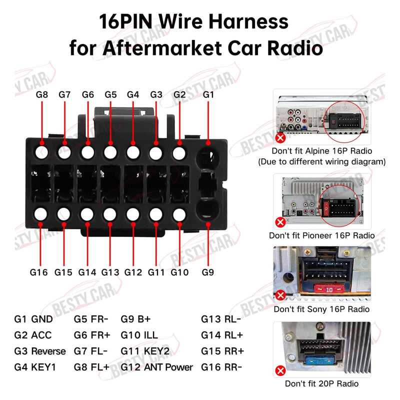 16pin Car Radio Stereo Power Retrofit Wiring Harness Adapter fits for Mazda CX-7 CX-9 2007-2015 Support Factory Bose Amplifier and Backup Camera