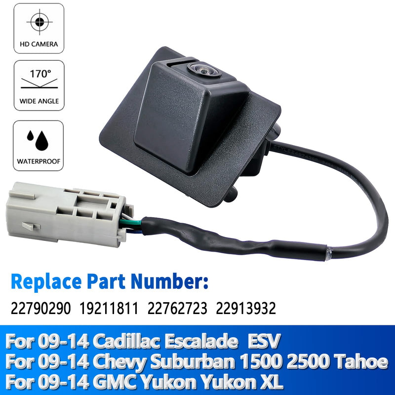 Rear View Backup Camera Compatible with 2009-2014 Cadillac Escalade ESV Chevrolet Tahoe Suburban 1500 2500 GMC Yukon XL 1500 2500 Parking Assist Back Up Camera Replaces 22790290 22913932