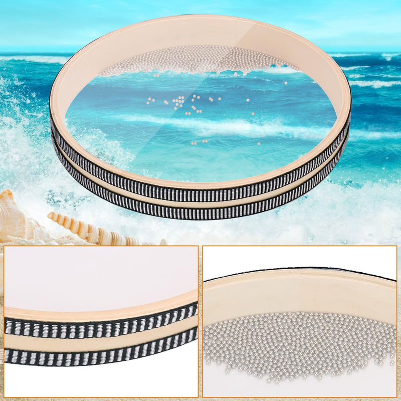 2 PCS Wave Bead Ocean Drum, 12 Inch Percussion Wave Drum, Authentic Sea Sound Drum, Shell Ocean Sound Drum for Sound Healing, Home Supplies