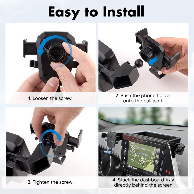 FIILINES Dashboard Center Console Organizer & Phone Holder for Toyota CHR 2019-2022, Dash Organizer with 360 Degree Rotation Phone Mount CHR Accessories (Only Fit 8-inch)