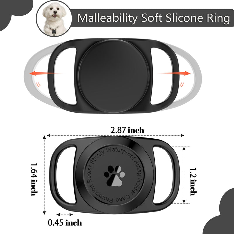 [AUSTRALIA] - Airtag Dog Collar Holder, [1 Pack] Waterproof Protective Case for Apple AirTag, Durable & Lightweight with Full-Body Protection, Soft Silicone, Black 1 Pack-Black 