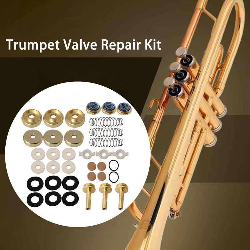 Lovermusic Trumpet Repair Kit Trumpet Finger Buttons Valve Cover with Felts Rubber Rings Cork Pads Pack of 36