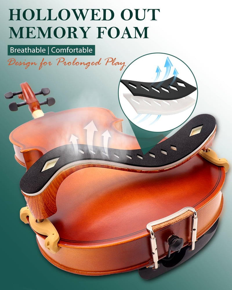 LMS Violin Shoulder Rest 4/4 3/4 Full Size, Hollowed Out Foam Shoulder Rest for Violin Accessories for Beginner Shoulder Rest Pad with Mute Rosin, Ergonomic for Prolonged Play (Brown, 4/4, 3/4) Brown