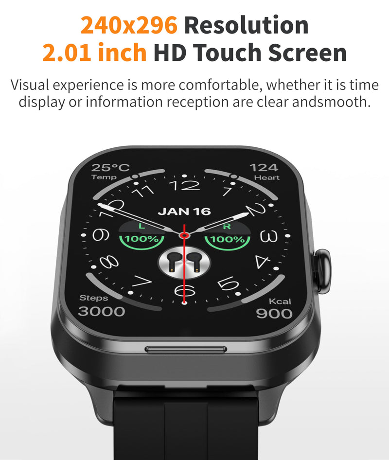 Diyeeni D8 Pro Smart Watch with Earbuds for Men Women, 2.01 Inch HD Touch Screen, 2 in 1 BT Watch with Sports Mode, Remote Camera Control, Weather, Alarm Clock for iOS for Android (Black Black with Steel Strap