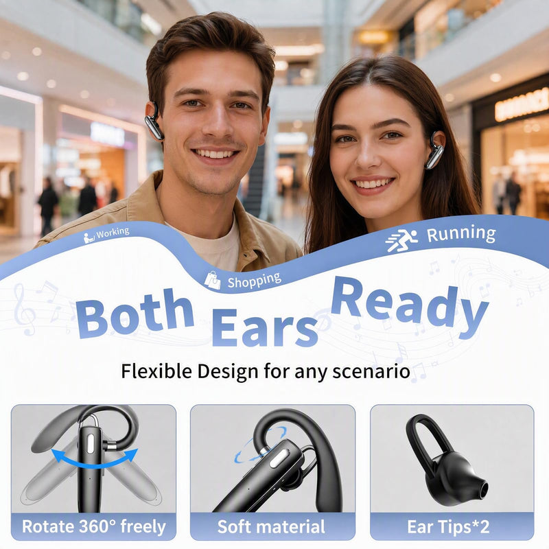 Bluetooth Headset with USB Dongle,Wireless Headset with Mic for Work | Bluetooth 6.1,24H Talk Time&10H Playtime via USB,Dual connect & Mute Bluetooth Earpiece with Noise Canceling for Work Trucker Phantom Black