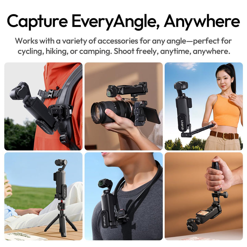 ULANZI PK16 Magnetic Mount Stand Compatible with DJI OSMO Pocket 3, 270° Adjustable Camera Mount, 1/4'' Mount Foldable Quick Release Camera Stand Base for Indoor Shooting Vlog Live Streaming Gym Video