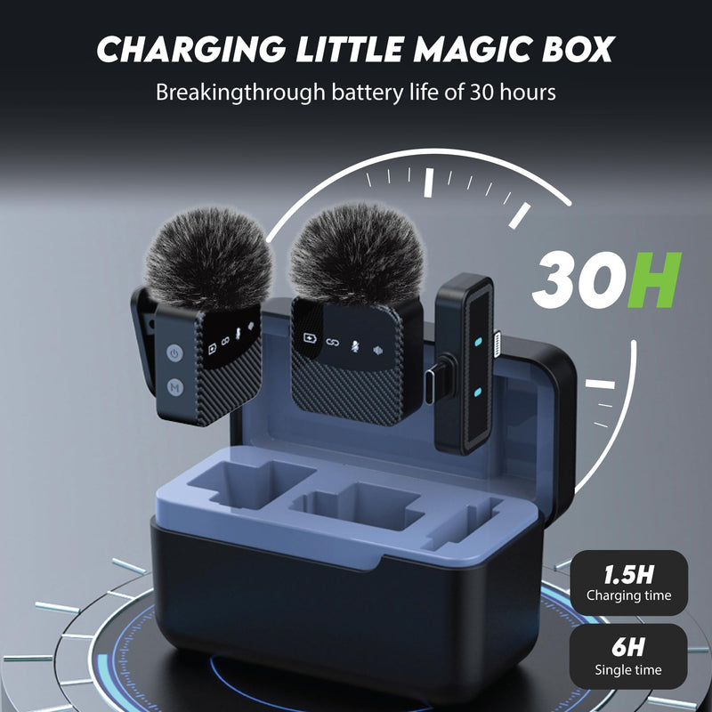 [AUSTRALIA] - Wireless Lavalier Microphone for iPhone & Android, Auto-Pairing Noise-Reduction Clip-On Mini-Mic with Charging Case, Headphone Monitoring, Wide Compatibility for Recording & Vlogging 