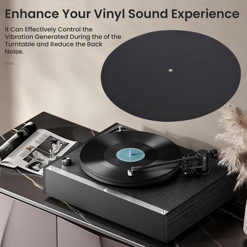 Jeanoko 1PCS Turntable Mat, Leather Turntable Slipmat 12 inch, Leather Record Pad Multifunctional Record Mat, Turntable Antistatic for Pad Felt for Reduce Vibration,Record Player Mat(Thickness 1.5MM)