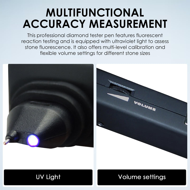 [AUSTRALIA] - Diamond Tester Pen, Diamond Tester with Ultraviolet (UV) Light, High Accuracy, Jewellery, Diamond Tester, Professional Diamond Tester Pen for Jewellery with High Accuracy Gemstone Identifier 