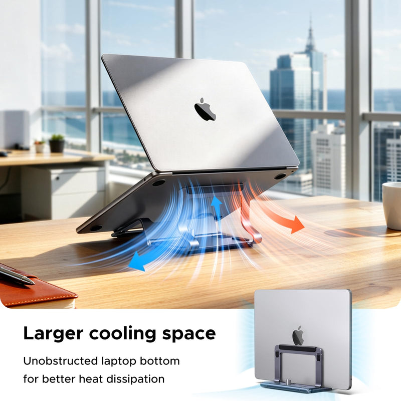 UGREEN 2-in-1 Laptop Stand for Desk, Horizental & Virtical Laptop Holder | Durable Aluminum Stand for Stability with Silicone Protection, Fits 13-16.2 inch Laptops and Tablets, Grey