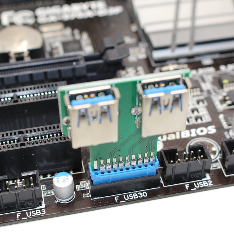 SinLoon 2 Ports USB 3.0 Female to USB3.0 Motherboard Female 20 Pin Header Connector Extension Adapter Slot Adapter Splitter for USB Ports Directly to Your Motherboard (USB3.0 Connector 20 PIN)