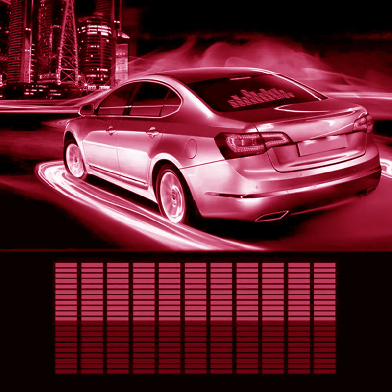 Sound Music Beat Activated Sensor Car Sticker Equalizer Glow Rhythm LED Flash Light Audio Voice Rhythm Lamp,90X25cm (Red) Red