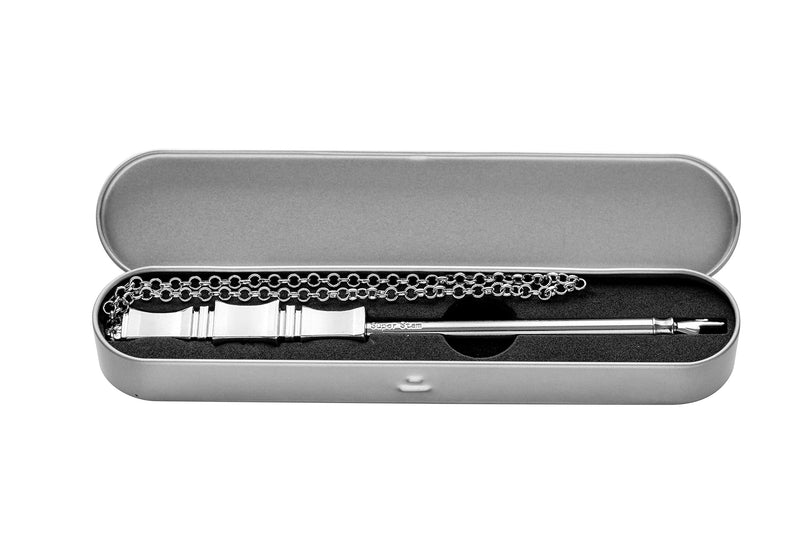 SUPER STAM Torah Book Pointer Yad Hand Pointer Silver Finish in Metal Gift Box Great bar bat Mitzvah Gift 17 cm with a 20cm Bead Charm
