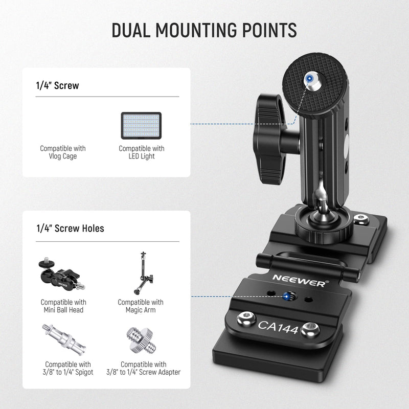 NEEWER Magnetic Fence Mount Compatible with Mevo Start Pocket Radar GoPro Insta360 DJI, Dual Mounting Kit Compatible with Gamechanger App for Baseball Live Streaming, Metal Camera Post Mount, CA144