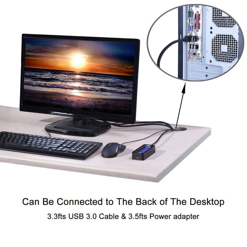 USB 3.0 Hub, Tendak USB Hub with 4 USB 3.0 Data Ports + 1 USB Smart Charging Port and Power Supply Adapter with Individual On/Off Port Switches for PS4 Pro PS4 Slim Xbox One