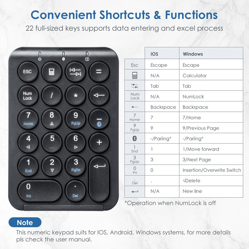 SANWA TB41 Bluetooth Trackball Mouse + Bluetooth Numeric Keypad Set, Programmable Silent Buttons Roller Ball Mice, Rechargeable Ten Key Number Pad Portable, Compatible with Mac, Laptop, Windows, Black