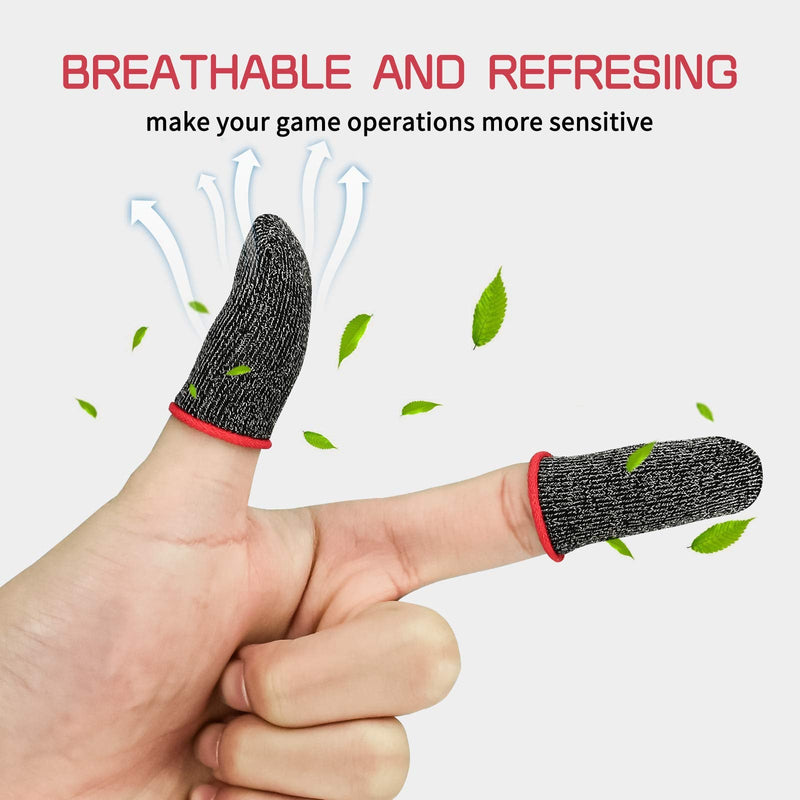 Finger Sleeve Sets for Gaming Mobile Game Controller Thumb Sleeves [20 Pack], Anti-Sweat Breathable Touchscreen Sensitive Aim Joysticks Finger Set for Rules of Survival/Knives Out (Red) 20 Pack - Red