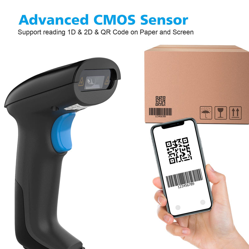 [AUSTRALIA] - REALINN USB 2D QR Barcode Scanner Wired, Automatic Handheld Code Reader Dustproof Waterproof Shockproof Plug and Play Fast and Precise for Mobile Payment, Store, Supermarket, Warehouse 