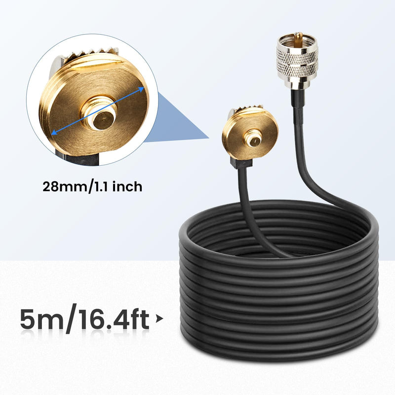 [AUSTRALIA] - Anina 3/4 Inch Hole Mount NMO L Bracket, 16ft RG58 Pure Copper NMO to PL259 Coax Cable with Waterproof Cap for VHF/UHF/CB Ham Radio Dual Band Antenna 
