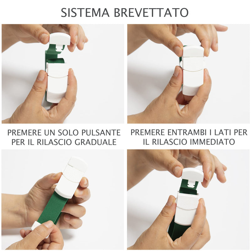 Gima Jetpull 2 Latex Free Tourniquet with Patented Closure for Instant or Gradual Release, One-Hand Manoeuvrability, Washable at 60/90°C and Autoclavable, Green, 56 x 2.4 cm, Pack of 1