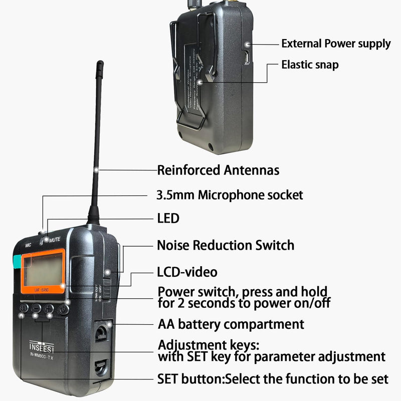 Professionai Wireless Video Recording Microphone with 1 Receiver,1 Transmitters, and 1 Lapel Microphones Compatible Smartphones,DSLR,and Video Cameras
