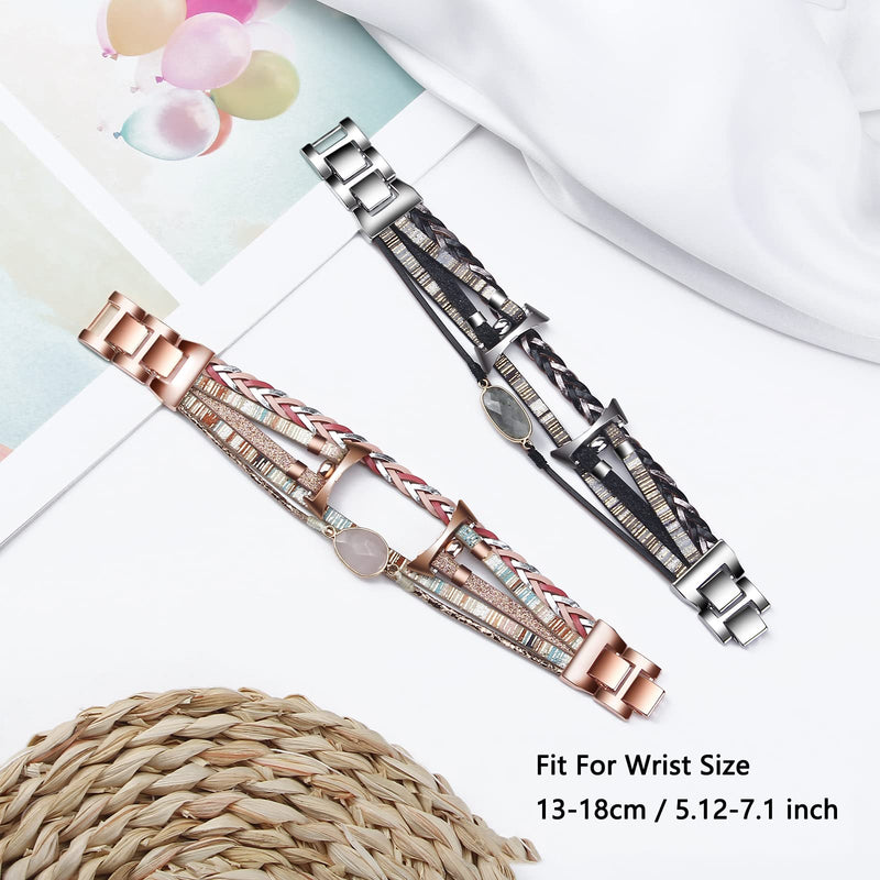 Posh Leather Band Compatible with Google Pixel Watch Band, Boho Bracelets Jewelry Multilayer Wrap Strap for Google Pixel Watch 2022