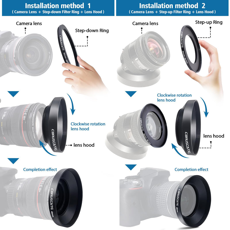 [AUSTRALIA] - 49mm Universal Metal Lens Hood,Wide Angle Lens Hood Compatible All 49mm Brands Camera Lens(and Easy to Install and Remove) 1pcs 49 mm Lens Cap 