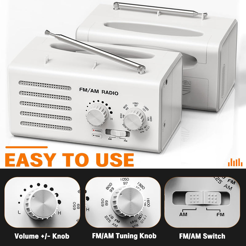 AM FM Radio Portable,Goodes Transistor Radio Plug in Wall Battery Powered with Best Reception, Loud Speaker, Excellent Sound, Small Radios for Home Outdoor Office Desk Use/Decor, Gift for Elders