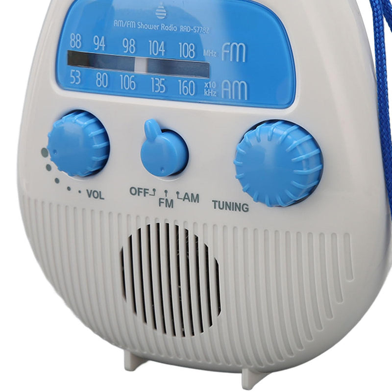 Shower Radio Speaker Battery Operated Shower Radio, ABS Waterproof Bathroom AM FM Radio Built in Mic with Suction Cup, for Home Beach Camping Hiking