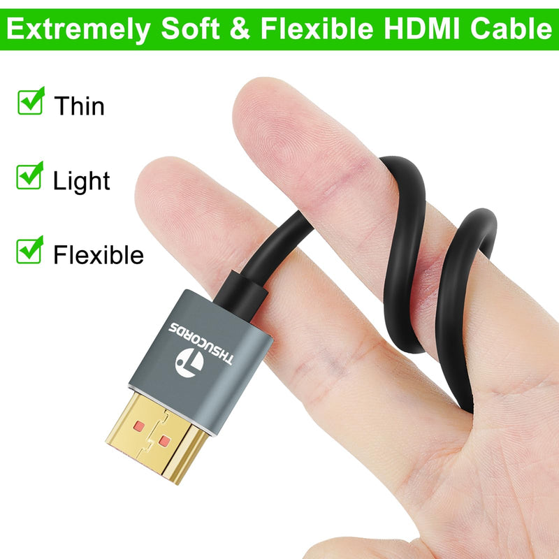 Thsucords Ultra Thin 8K 4K HDMI Cables 3.3FT 10 Pack, Slim & Flexible Soft High Speed HDMI 2.1 Lead Support 4K@120Hz 8K@60Hz 48Gbps for Roku TV/HDTV/PS5/Blu-ray 10-PACK