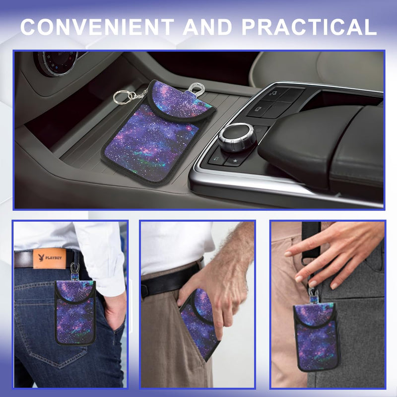 2 Pack Lightweight Faraday Key Fob Protector,Signal Blocking RFID Key Fob For Car - Purple 5.5*3.62inch+5.11*3.35inch