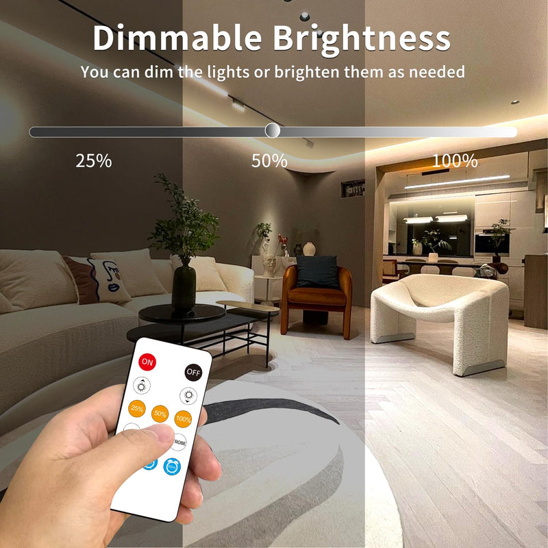 COB LED Strip Lights 32.8ft,3000K DC 24V Dimmable Warm White Flexible LED Rope Lights for Bedroom,with Remote and app Control LED Lights strip for Living Room, Shelf, Cabinet