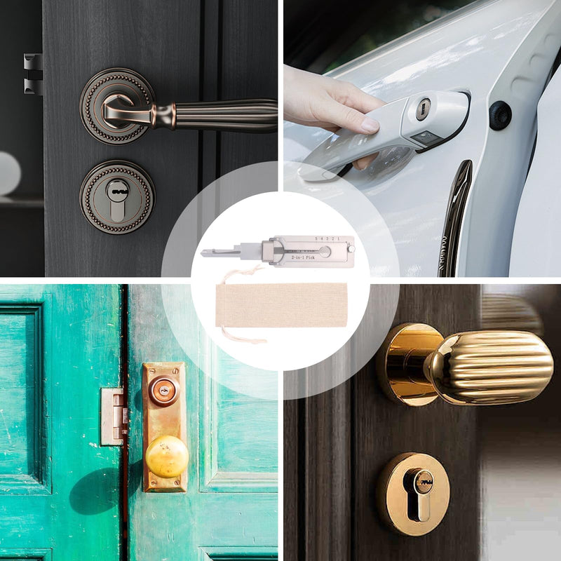 Stainless Steel Key Decoder, Decoder Key, Key Decoder Made of Stainless Steel, Key Decoder with 1 Storage Bag, for Door Lock, Bedroom Lock, Key Decoder KW5
