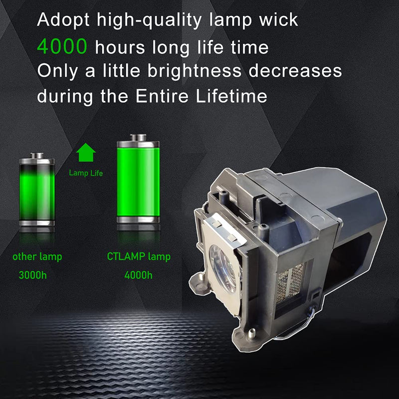 CTLAMP A+ Quality V13H010L57 ELP57 Replacement Projector Lamp Bulb with Housing Compatible with elplp57 Epson EB-450Wi EB-455Wi EB-460 EB-460i EB-465i BrightLink 455Wi PowerLite 450W elp57a+