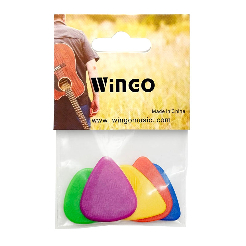 WINGO Guitar Picks with Grip Stamped, Non Slip Picks 5 Pack (073, 088, 1.0, 1.25, 1.5mm) for Acoustic Electric Guitar Bass Multicolor