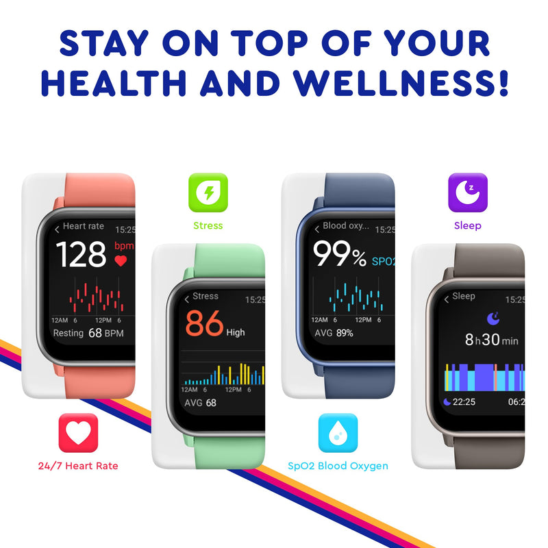 Ignite VeryFit Smart Watch for Men Women Fitness Tracker Watch (Black) | Alexa, Bluetooth Call, 1.85" Screen, Heart Rate, Oxygen Saturation, Stress, Sleep Monitor, Step Tracker, 60 Sports, IP68 Jet Black