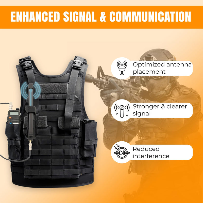 [AUSTRALIA] - Tactical Antenna Relocation Kit – Enhanced Signal & Mobility – Chest Rig & Backpack Compatible – Durable, Lightweight & Weather-Resistant – Ideal for Military, Outdoor Use (Black, 19" Cable) Black 19 Inches 