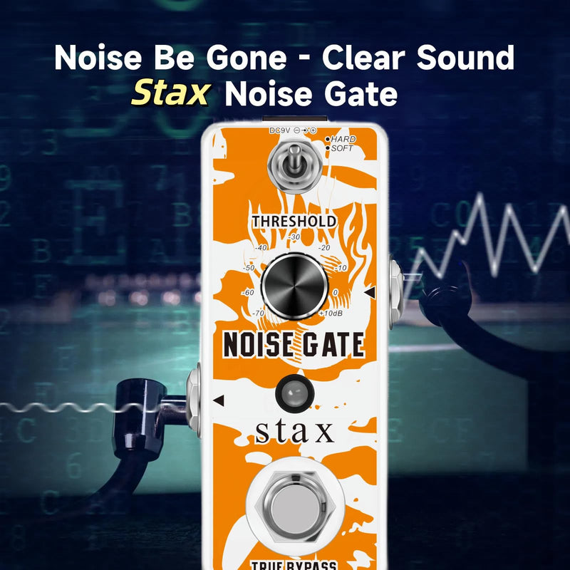 Stax Noise Gate Pedal Noise Killer Guitar Pedal Noise Suppressor Effect 2 Modes for Electric Guitar and Bass True Bypass.