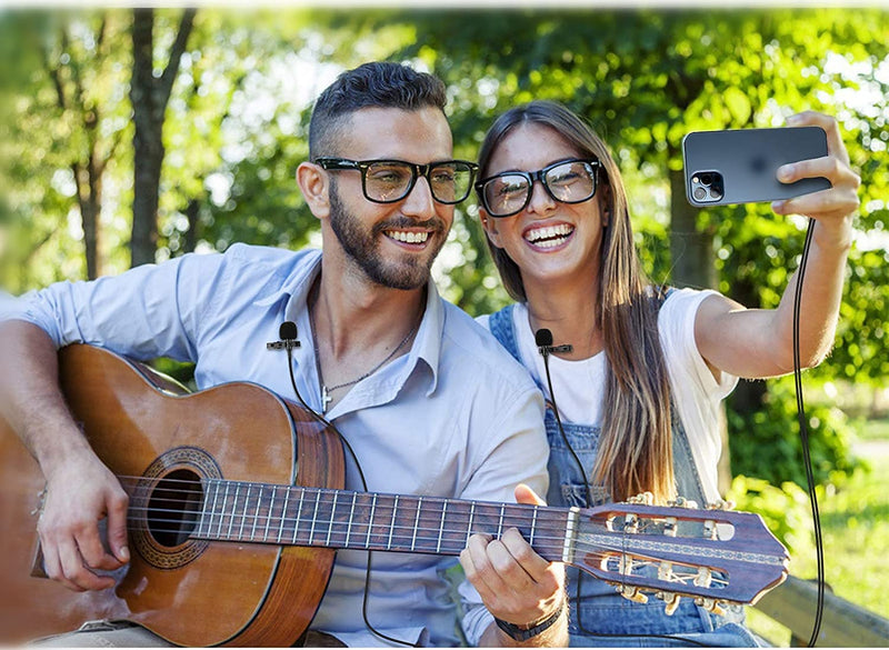 Dual Lavalier Microphone Compatible with iPhone 17 Pro Max 17 Air 16E 15 Plus, 13ft USB C External Lav Mic for Interview or Vlog
