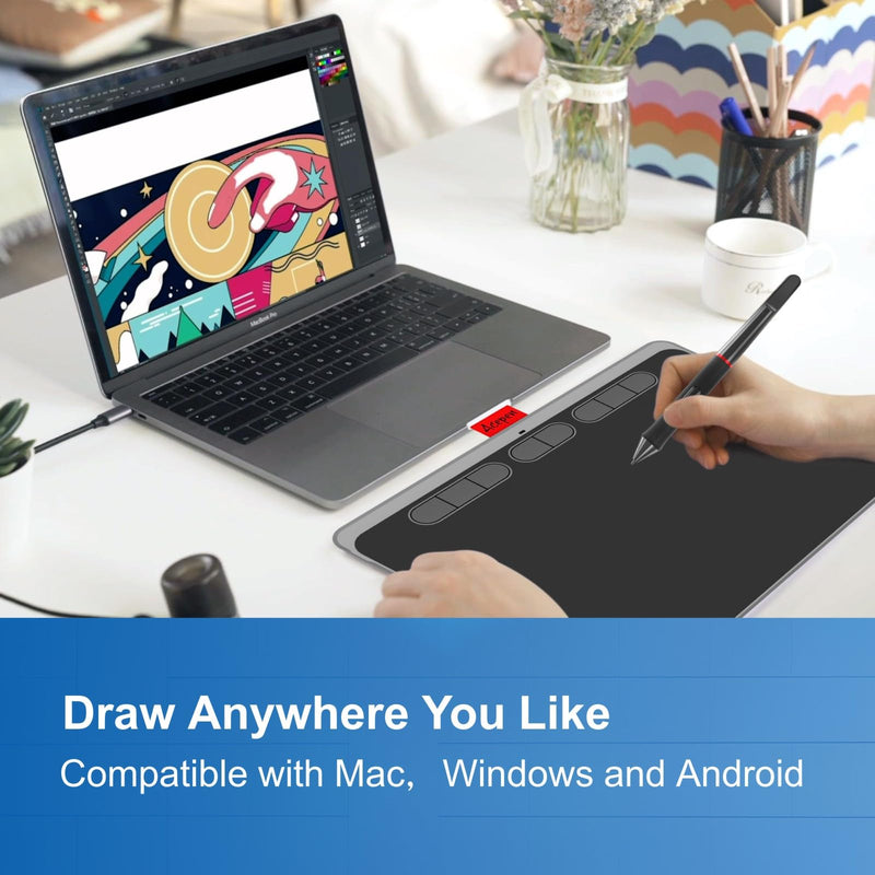 9x6 inch Graphics Drawing Tablet, Acepen Drawing Tablet with Battery-Free Stylus, 8192 Pen Pressure, 8 Hot Keys, Digital Art Tablet for Drawing, Design, Teaching, Work with Mac, Computer, PC & Mobile 9 inch