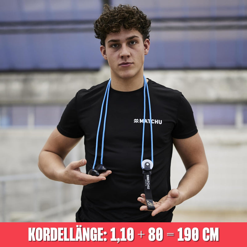 MATCHU - Shoulder pulley - Shoulder pulley - With pulley - For mobility and blood circulation - Easy to attach - Shoulder and arm training - Blue/Black - 190cm