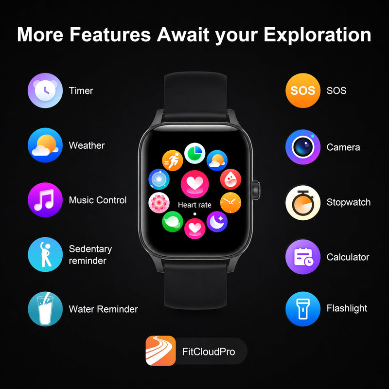 Smart Watch for Men Women (Answer/Make Calls) 1.85" HD Step Activity Black | Fitness Tracker Smartwatchr for Android iPhone Phones with Heart Rate/SpO2/Sleep Monitor, 120+ Sports Modes IP68 Waterproof