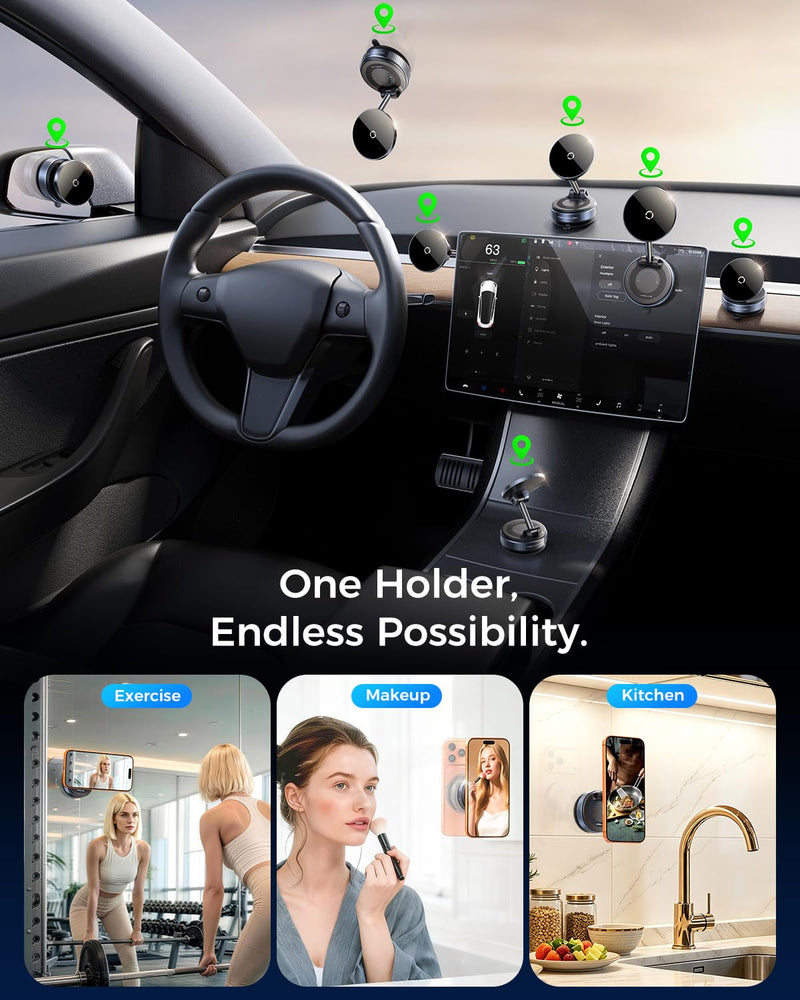 【Upgraded】for iPhone Magsafe Car Mount Charger, 15W Fast Wireless Charge | [109LBS Suction, 2800gf Magnetic Power], Magnetic Wireless Car Charger, Car Phone Holder for iPhone 17/16/15/14/13/12 Pro Max black