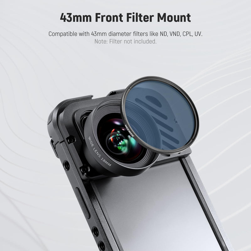 NEEWER HD 18mm 100° Wide Angle Lens Only for 17mm Thread Backplate, 0.5X Magnification Compatible with SmallRig NEEWER iPhone Samsung Phone Cage with 17mm Lens Adapter, LS-42