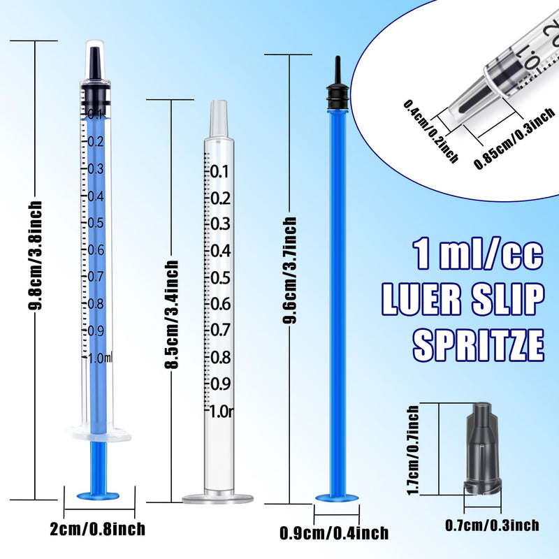 Gufastoe Pack of 100 1 ml Syringe with Protective Caps for Industrial or Animal Feed (Blue) 100 Stück Blau Spritze 1ml